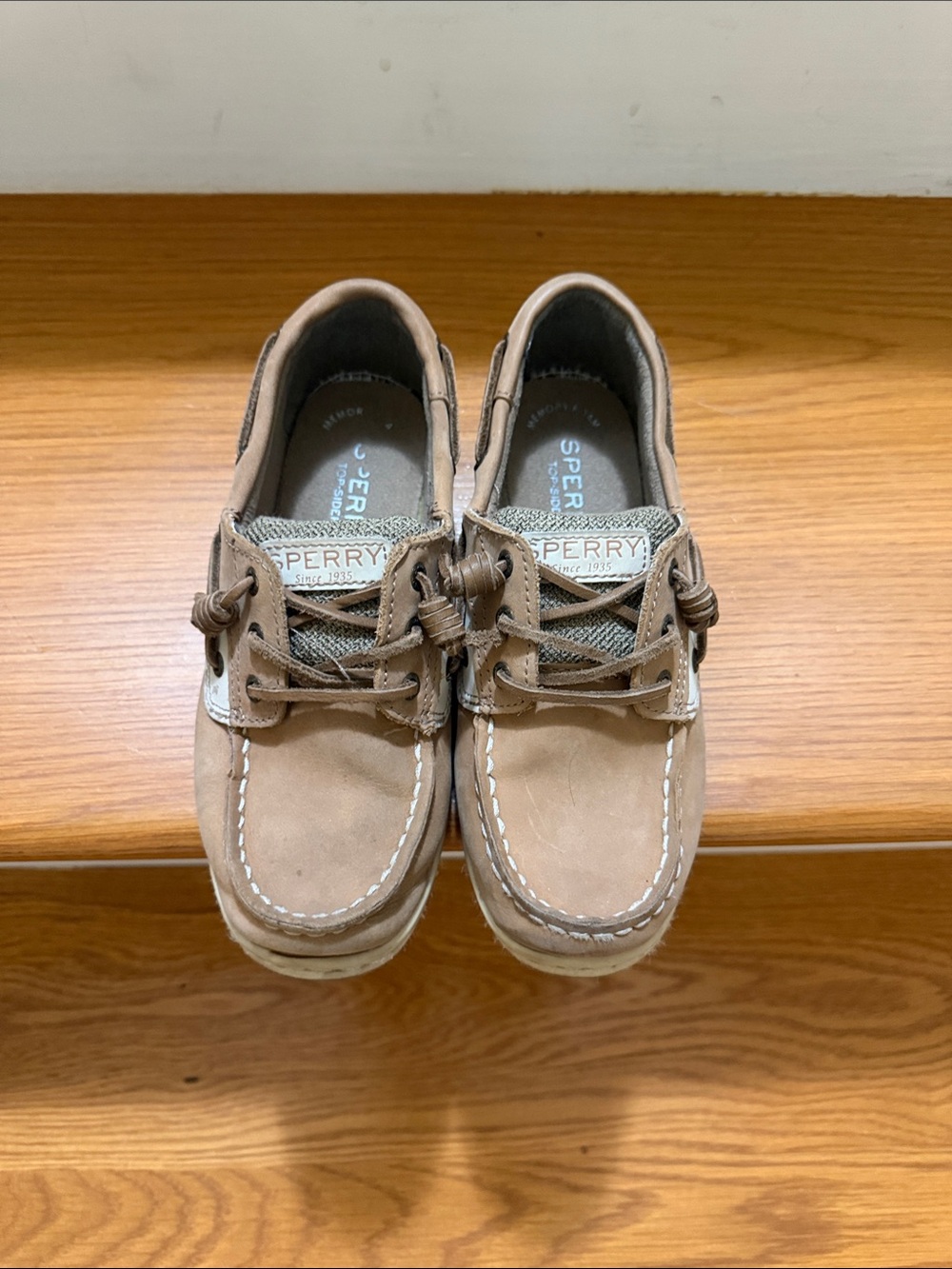 Sperry Kids Beige/Tan Leather Moccasins